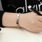 Couples DIY Stainless Steel Smooth Curved ID Bracelet Lase