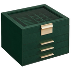 Jewelry Storage Box Glass Cover Three layer Velvet PU Leather