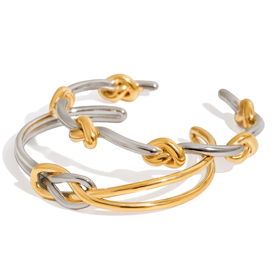Fashion Gold and Silver Bi-Color Design Stainless Steel Bracelets & Bangles