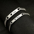 Couples DIY Stainless Steel Smooth Curved ID Bracelet Lase