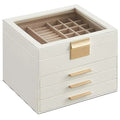 Jewelry Storage Box Glass Cover Three layer Velvet PU Leather