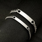 Couples DIY Stainless Steel Smooth Curved ID Bracelet Lase