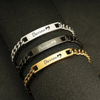 Couples DIY Stainless Steel Smooth Curved ID Bracelet Lase
