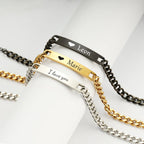 Couples DIY Stainless Steel Smooth Curved ID Bracelet Lase