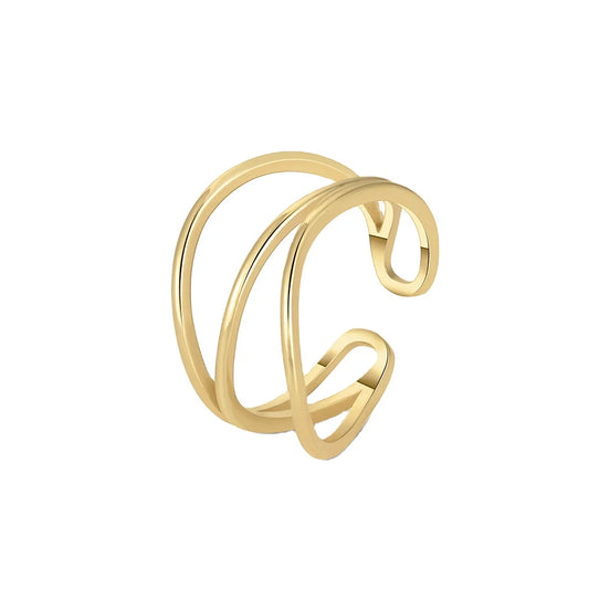 Newest Minimalist Jewelry C Shape Stacked Ring  14K Gold Plated Waterproof Sterling Silver